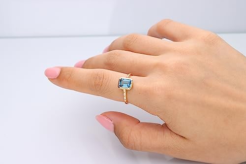 Ainoi 14K Yellow Gold Free Emerald-Cut London Blue Topaz Ring