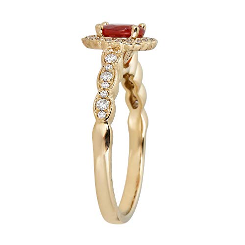 Natalia 14K Rose Gold Round-Cut Mexican Fire Opal Ring