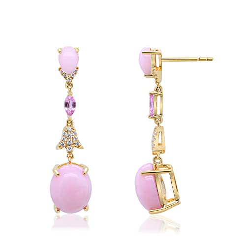Billie 14K Yellow Gold Oval-cut Peruvian Pink Opal Earrings