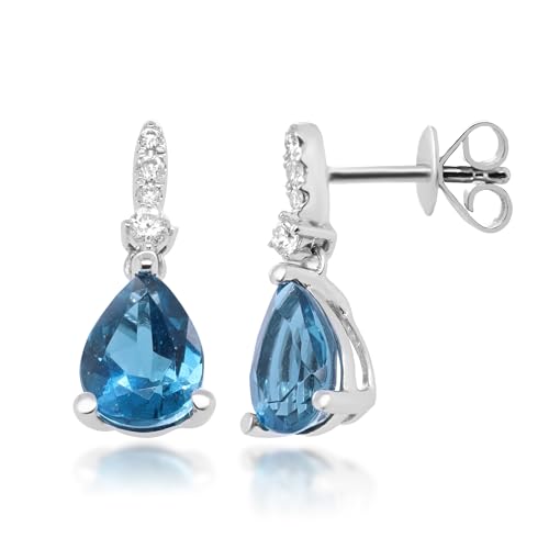 Sophia 10K White Gold Pear-Cut London Blue Topaz Earring