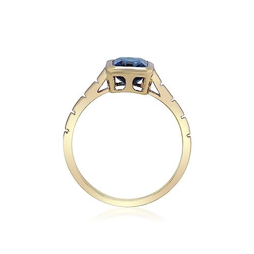 Ainoi 14K Yellow Gold Free Emerald-Cut London Blue Topaz Ring