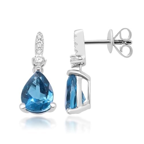 Sophia 10K White Gold Pear-Cut London Blue Topaz Earring