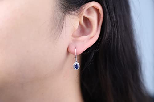 Eliana 10K White Gold Oval-Cut Blue Sapphire Earrings