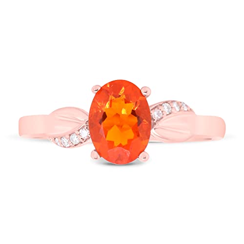 Melody 10K Rose Gold Oval-Cut Mexican Fire Opal Ring