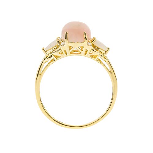 Faith 10K Yellow Gold Oval-Cut Peruvian Pink Opal Ring