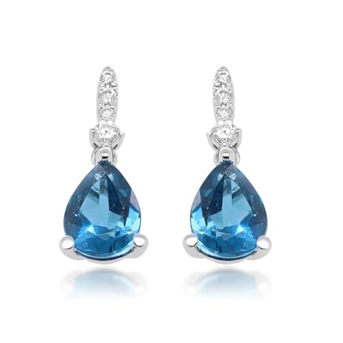 Sophia 10K White Gold Pear-Cut London Blue Topaz Earring