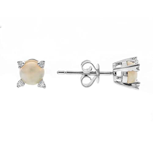 Eleanor 14K White Gold Round-Cut Opal Earring