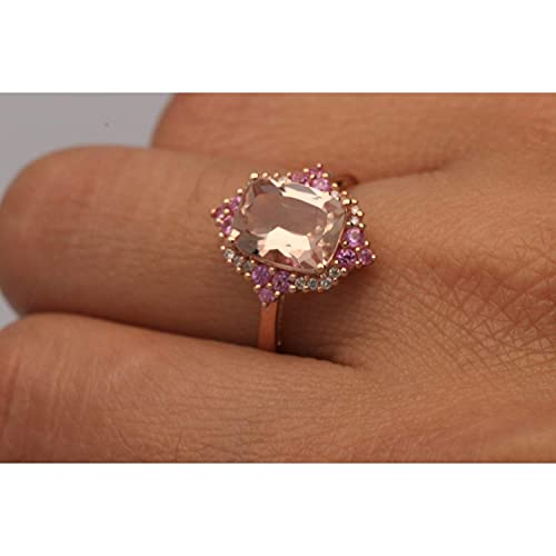 Estrella 14K Rose Gold Emerald-Cut Madagascar Morganite Ring