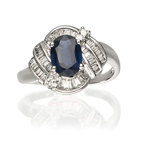 Kali 14K White Gold Oval-Cut Ceylon Blue Sapphire Ring