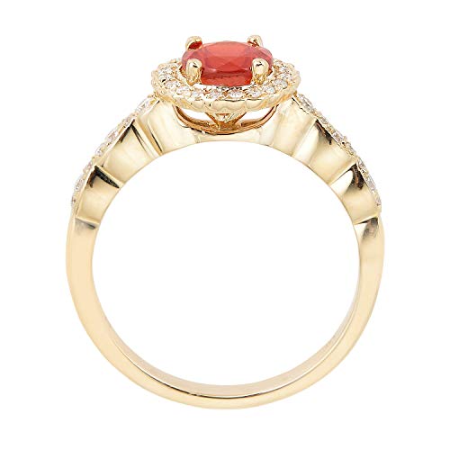 Natalia 14K Rose Gold Round-Cut Mexican Fire Opal Ring