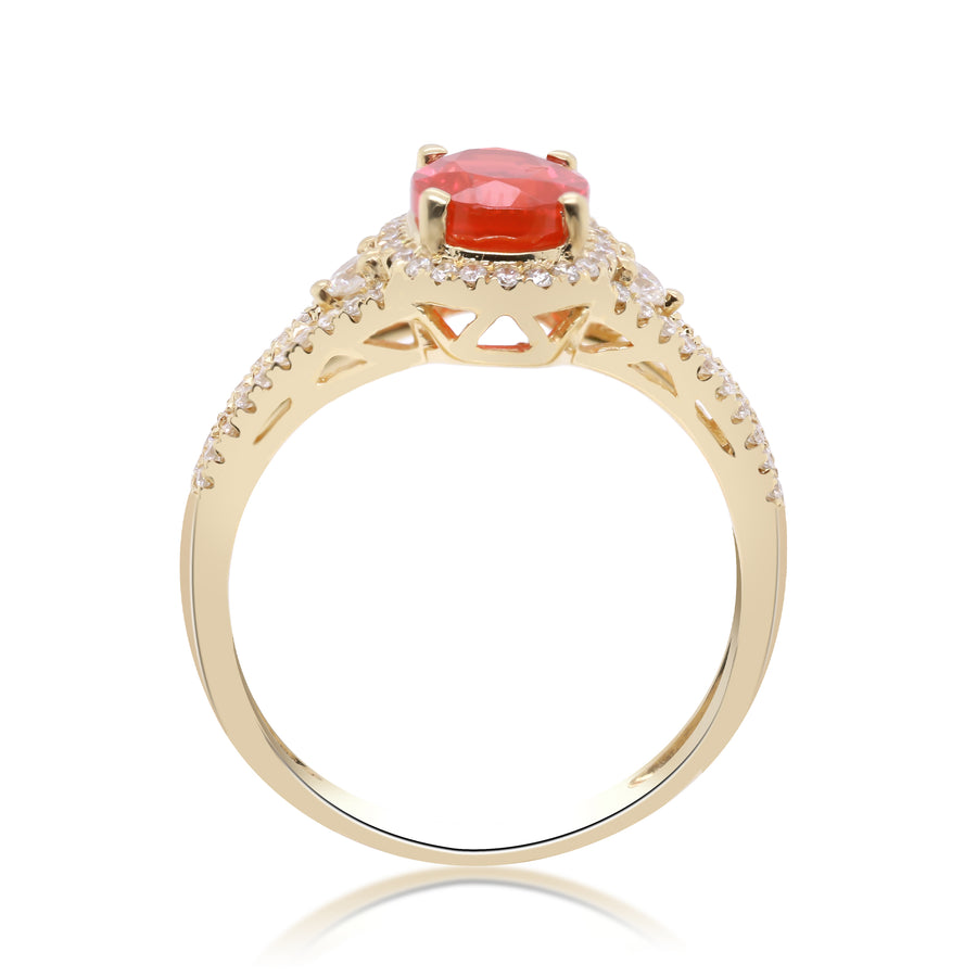 Jenna 14K Yellow Gold Oval-Cut Mexican Fire Opal Ring