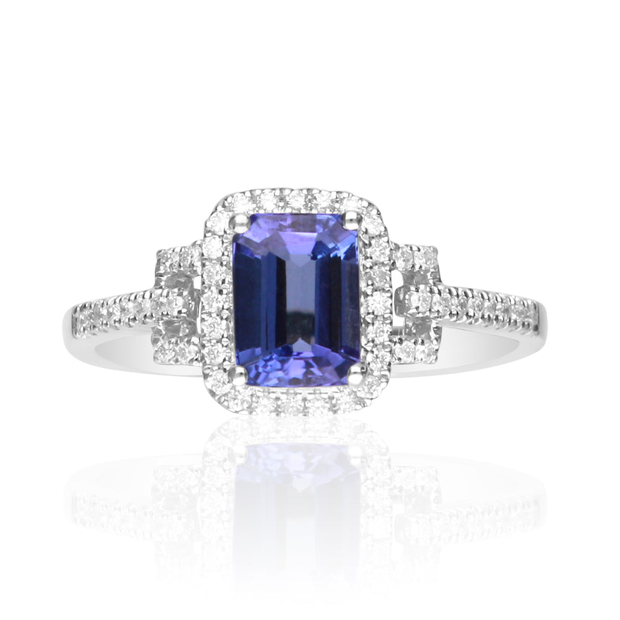 Kennedy 14K White Gold Emerald-Cut Tanzanite Ring