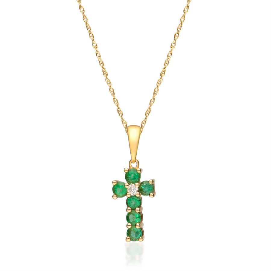 Elena 10K Yellow Gold Round-Shape Natural Zambian Emerald Pendant