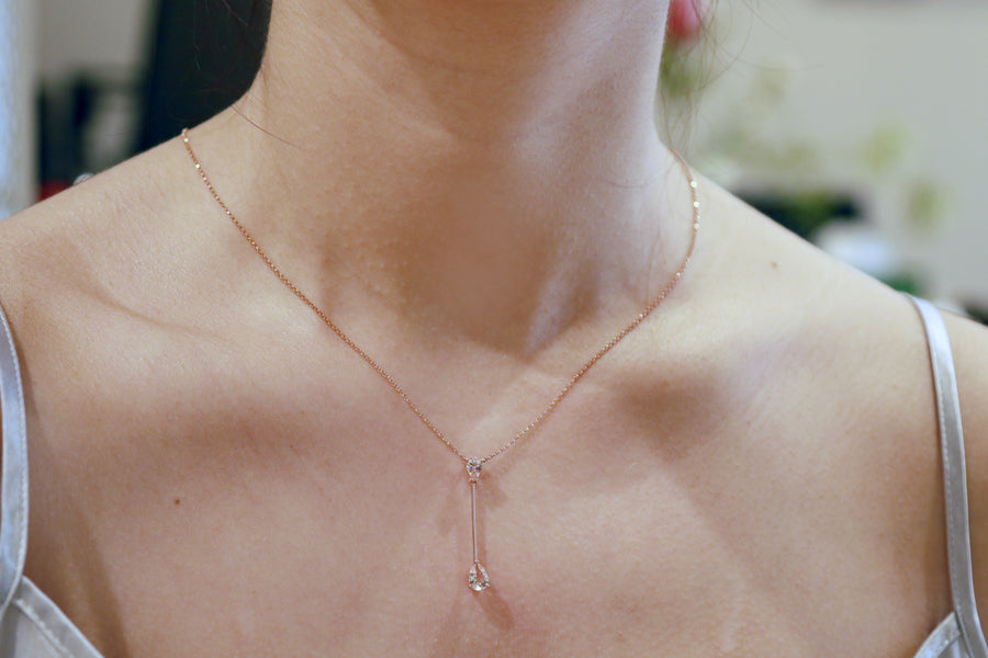 Cecilia 10K Rose Gold Pear-Cut Madagascar Morganite Necklace