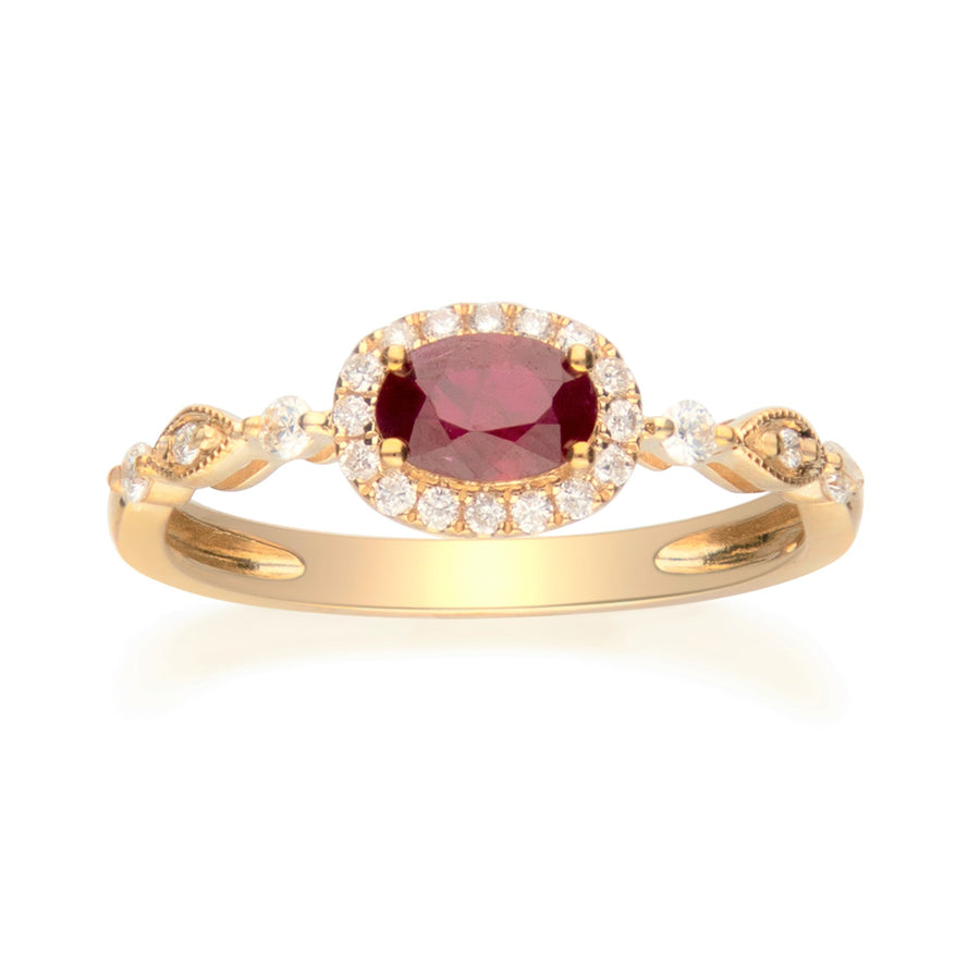 Rylee 10K Yellow Gold Oval-Cut  Mozambique Ruby Ring