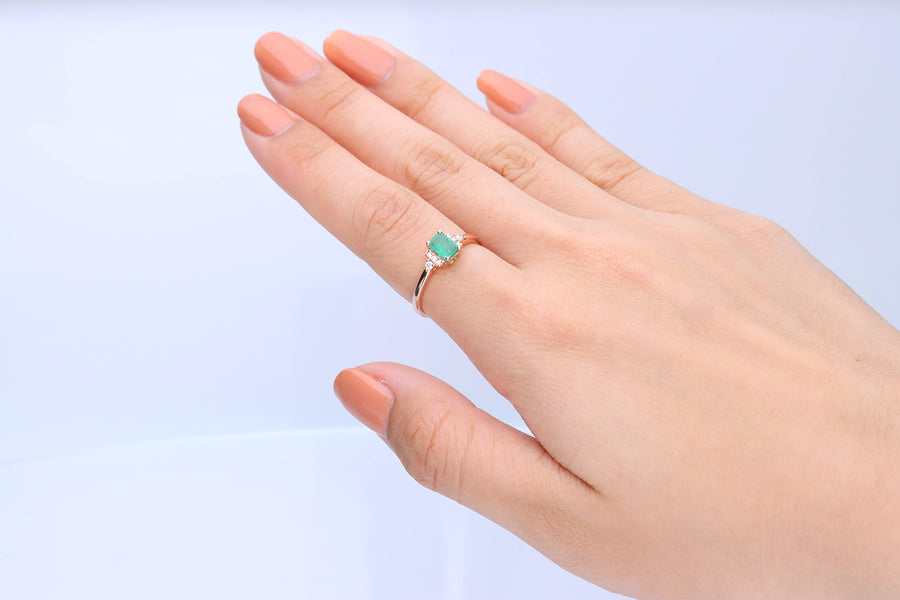Layla 10K Rose Gold Emerald-Cut Zambian Emerald Ring