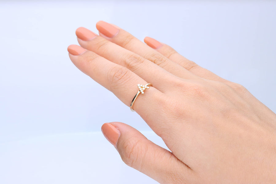 A Initial 14K Yellow Gold Round-Cut White Diamond Ring