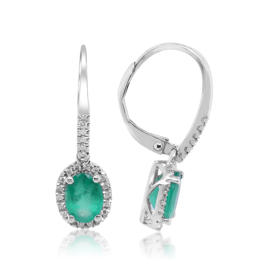 Rosalie 14K White Gold Oval-Cut Natural Zambian Emerald Earring