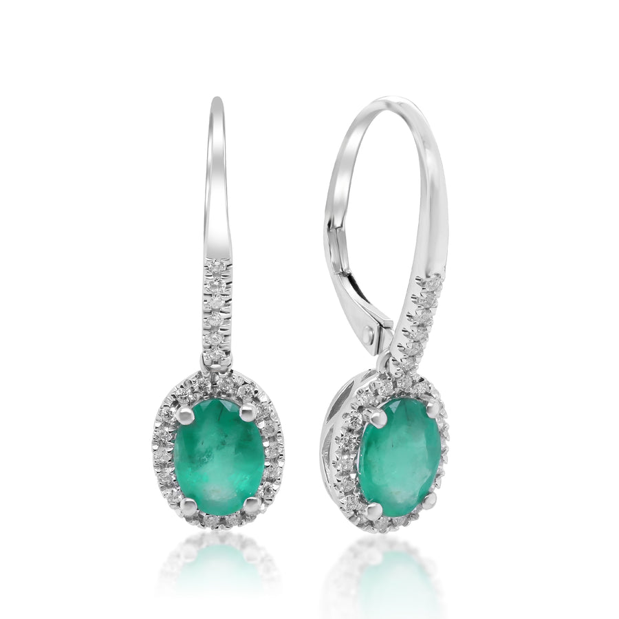Rosalie 14K White Gold Oval-Cut Natural Zambian Emerald Earring