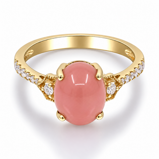 Kynlee 14K Yellow Gold Oval-Cab Pink Opal Ring