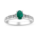 Enchanting Elegance: Joyce 14K White Gold Oval-Cut Emerald Ring