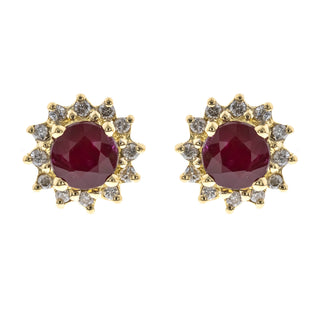 Chloe 14K Yellow Gold Round-Cut Ruby Earrings