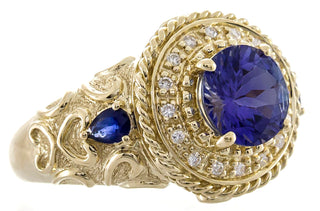 Kylie 14K Yellow Gold Round-cut Tanzanian TanzaniteRing