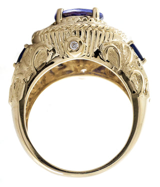 Kylie 14K Yellow Gold Round-cut Tanzanian TanzaniteRing