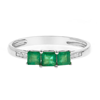 Penelope 10K White Gold Square-Cut Emerald Ring