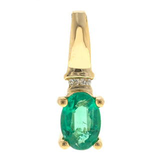 Nevaeh 14K Yellow Gold Oval-Cut Natural Zambian Emerald Pendant