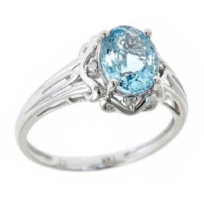 Margaret 14K White Gold Oval-Cut Aquamarine Ring