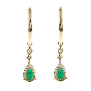 Hannah 14K Yellow Gold Pear-Cut Natural Zambian Emerald Earrings