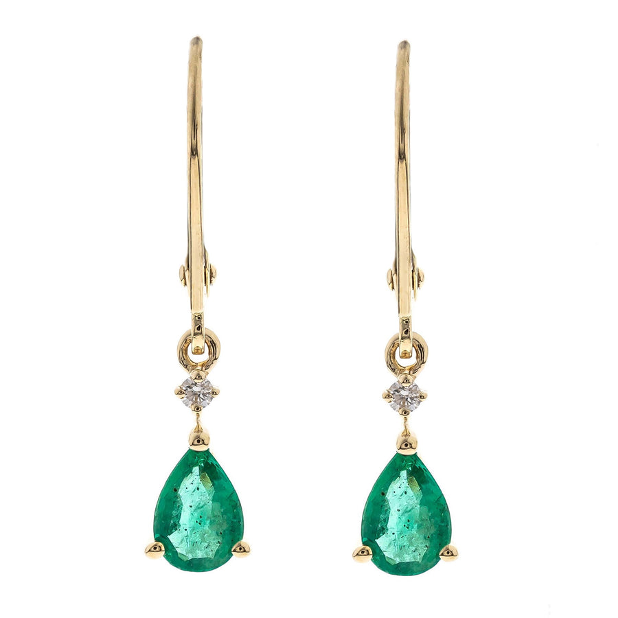 Hannah 14K Yellow Gold Pear-Cut Natural Zambian Emerald Earrings