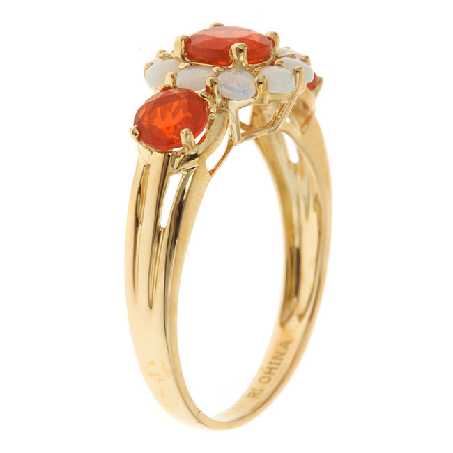 Melody 10K Yellow Gold Round-Cut Mexican Fire Opal Ring