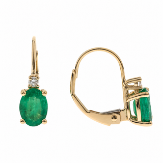 Mackenzie 10K Yellow Gold Oval-Cut Emerald Earring