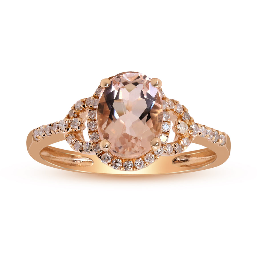 Genevieve 14K Rose Gold Oval-Cut Madagascar Morganite Ring