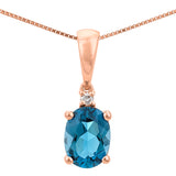 Emilia 10K Yellow Gold Oval-Cut Brazilian London Blue Topaz Pendant