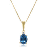 Emilia 10K Yellow Gold Oval-Cut Brazilian London Blue Topaz Pendant