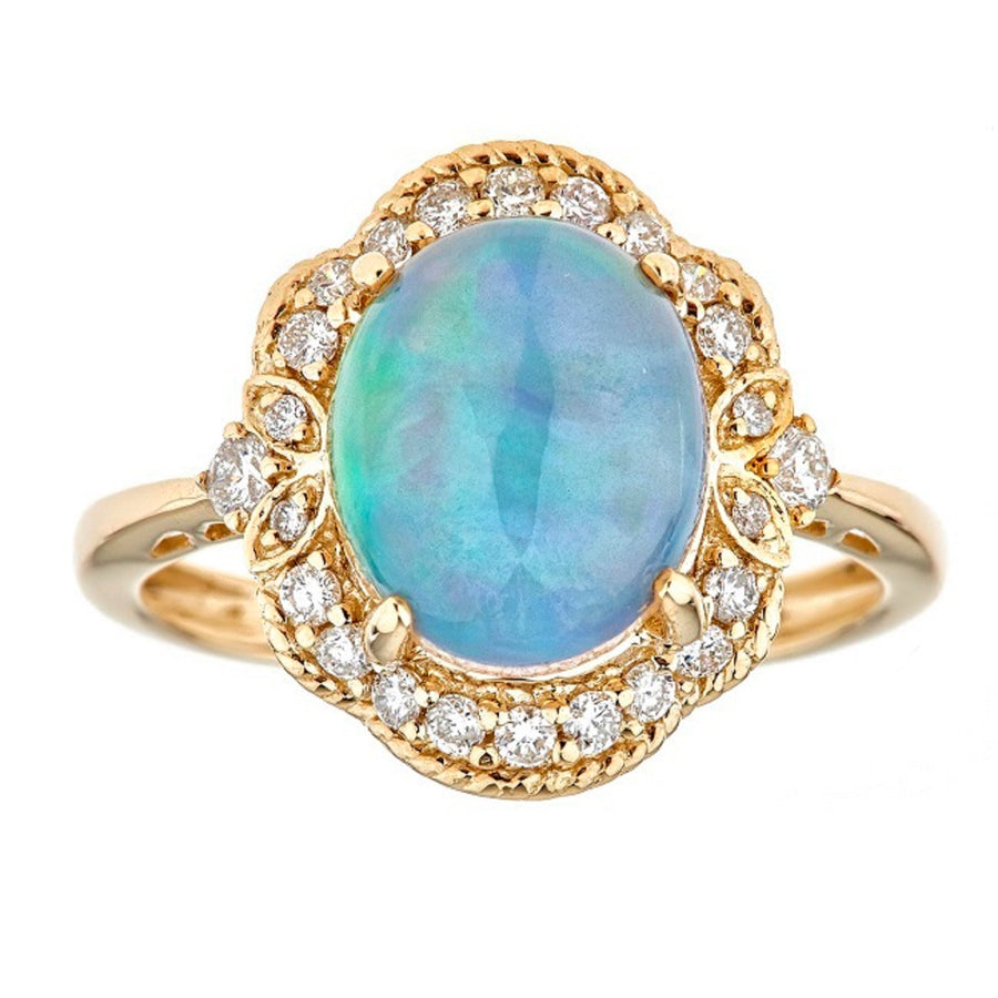 Azalea 14K Yellow Gold Oval-Cut Opal Ring