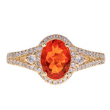 Jenna 14K Yellow Gold Oval-Cut Mexican Fire Opal Ring