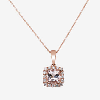 Emma 10K Rose Gold Cushion-Cut Madagascar Morganite Pendant