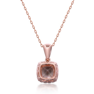 Emma 10K Rose Gold Cushion-Cut Madagascar Morganite Pendant