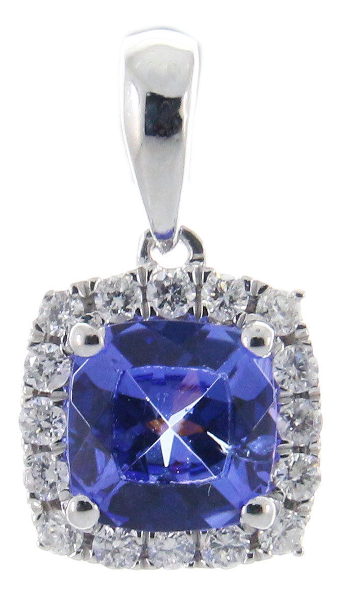 Brooklynn 14K White Gold Cushion-Cut Tanzanian Tanzanite Pendant