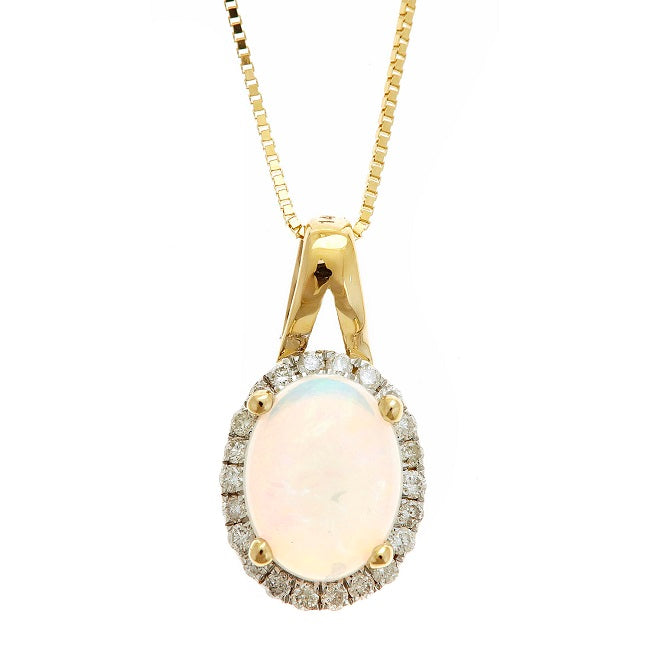 Amelia 14K Yellow Gold Oval-Cut Ethiopian Opal Pendant