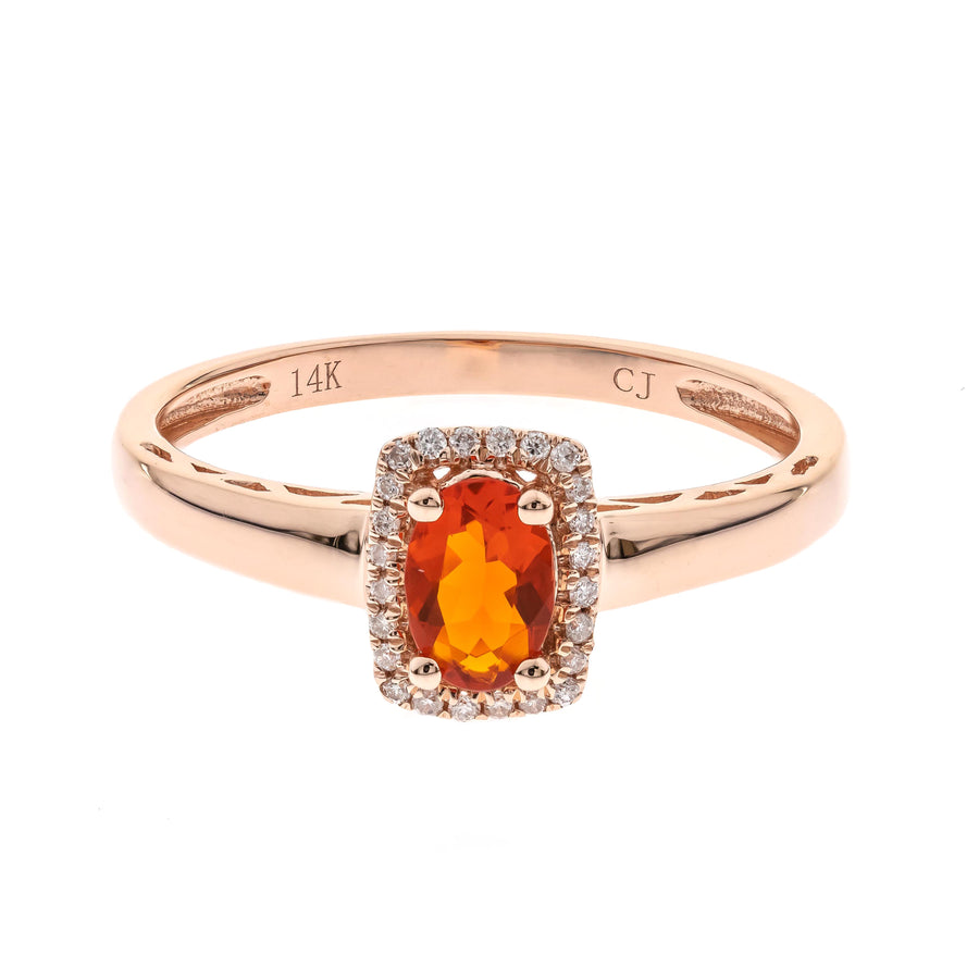 Rylee 14K Rose Gold Oval-Cut Mexican Fire Opal Ring