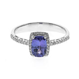 Maeve 10K White Gold Cushion-Cut Tanzanian TanzaniteRing