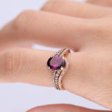 Lara 10K Rose Gold Oval-Cut Madagascar Rodholite Ring