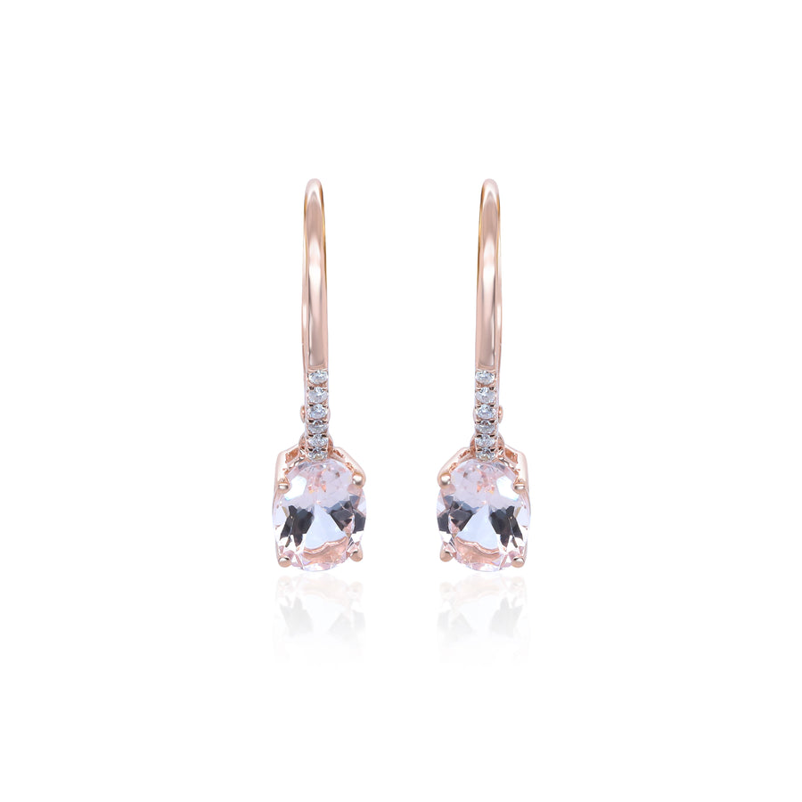 Jacqueline 14K Rose Gold Oval-Cut Madagascar Morganite Earrings