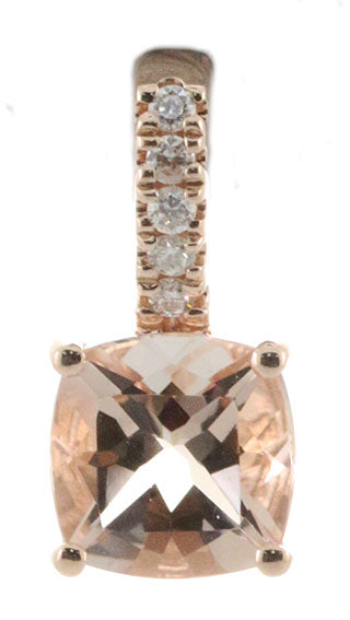 Isabella 14K Rose Gold Cushion-Cut Madagascar Morganite Pendant