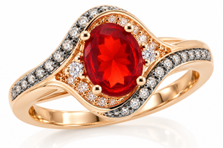 Esme 14K Rose Gold Oval-Cut Mexican Fire Opal Ring